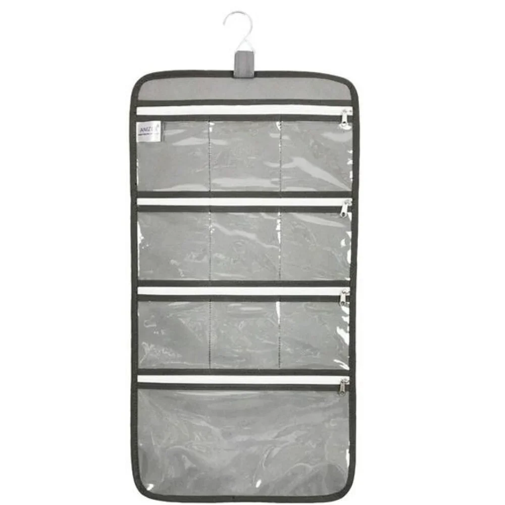 Hanging Jewelry Organizer Travel Storage Bag with 10 Clear Zipper Pockets Closet